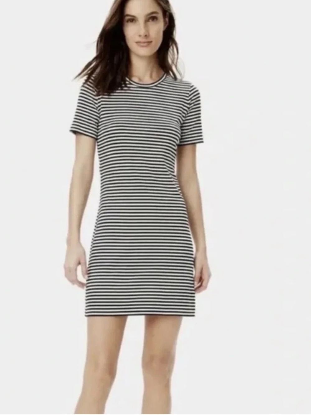 Theory Navy and White Striped Crew  Dress - NEW